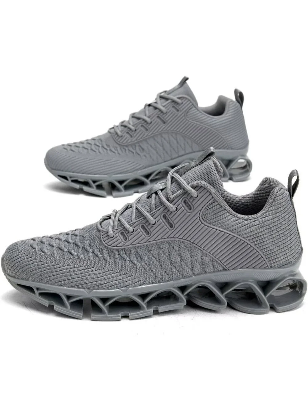 Men's Grey Comfort Non Slip Blade Tennis Athletic Trainer Slip on Sneaker Shoes